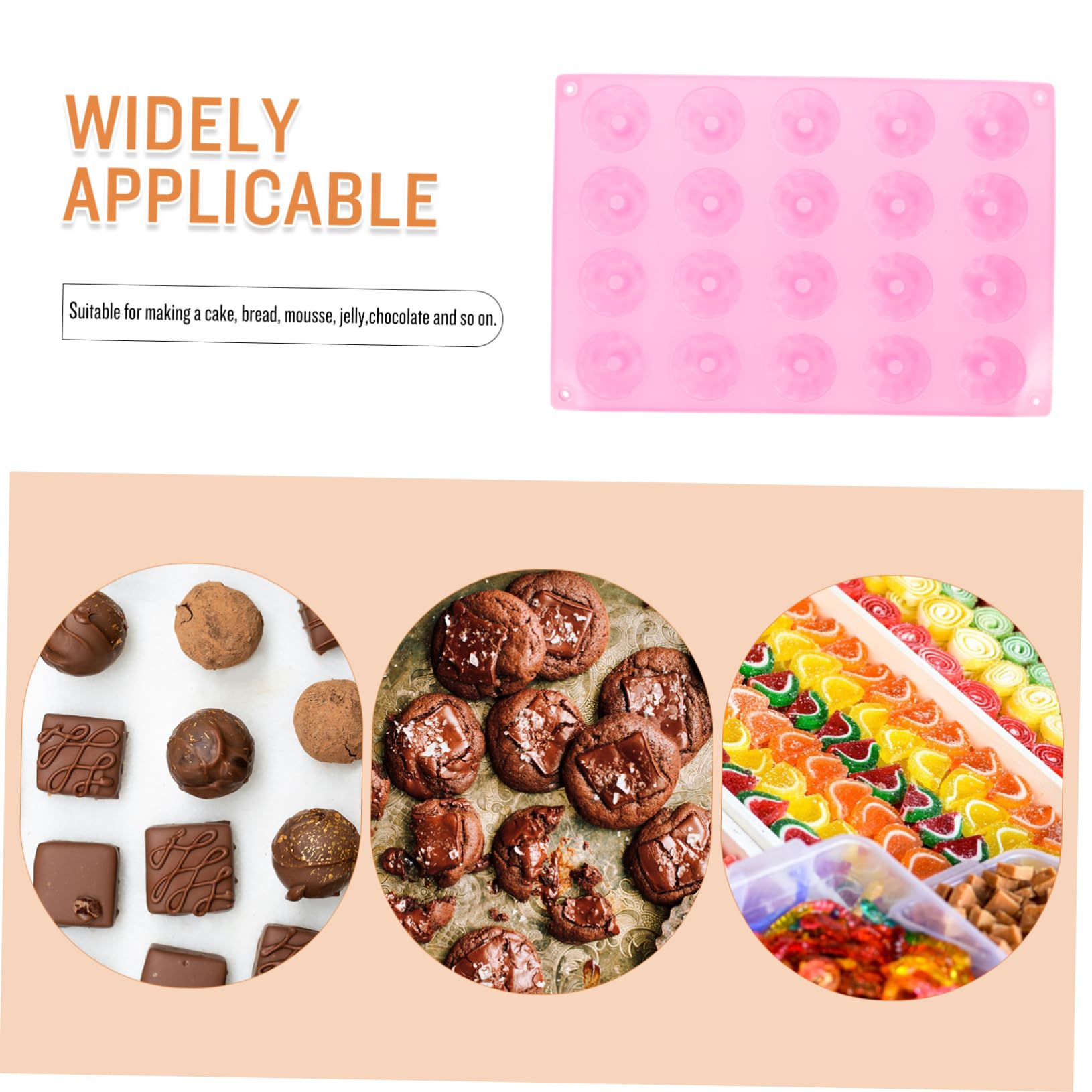 PRETYZOOM Silikon Kuchenform mit 20 Mulden Ofenfest und Mikrowellengeeignet Rosa Farbe zum Backen von Mousse und Quiche