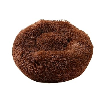 Negaor Cat Bed Dog Bed Soft Plush Round Pet Bed Warming Washable Round Bed