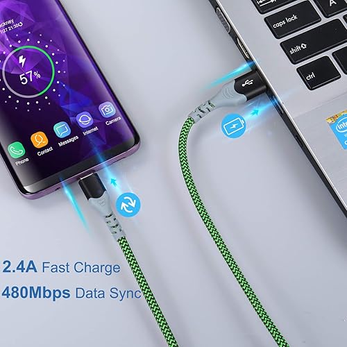 Miniatura 3 de Pofesun - Cable USB tipo C de carga rápida de 10 pies, cable trenzado de carga USB-A a USB-C de 10 pies, compatible con Samsung Galaxy S10, S10E,