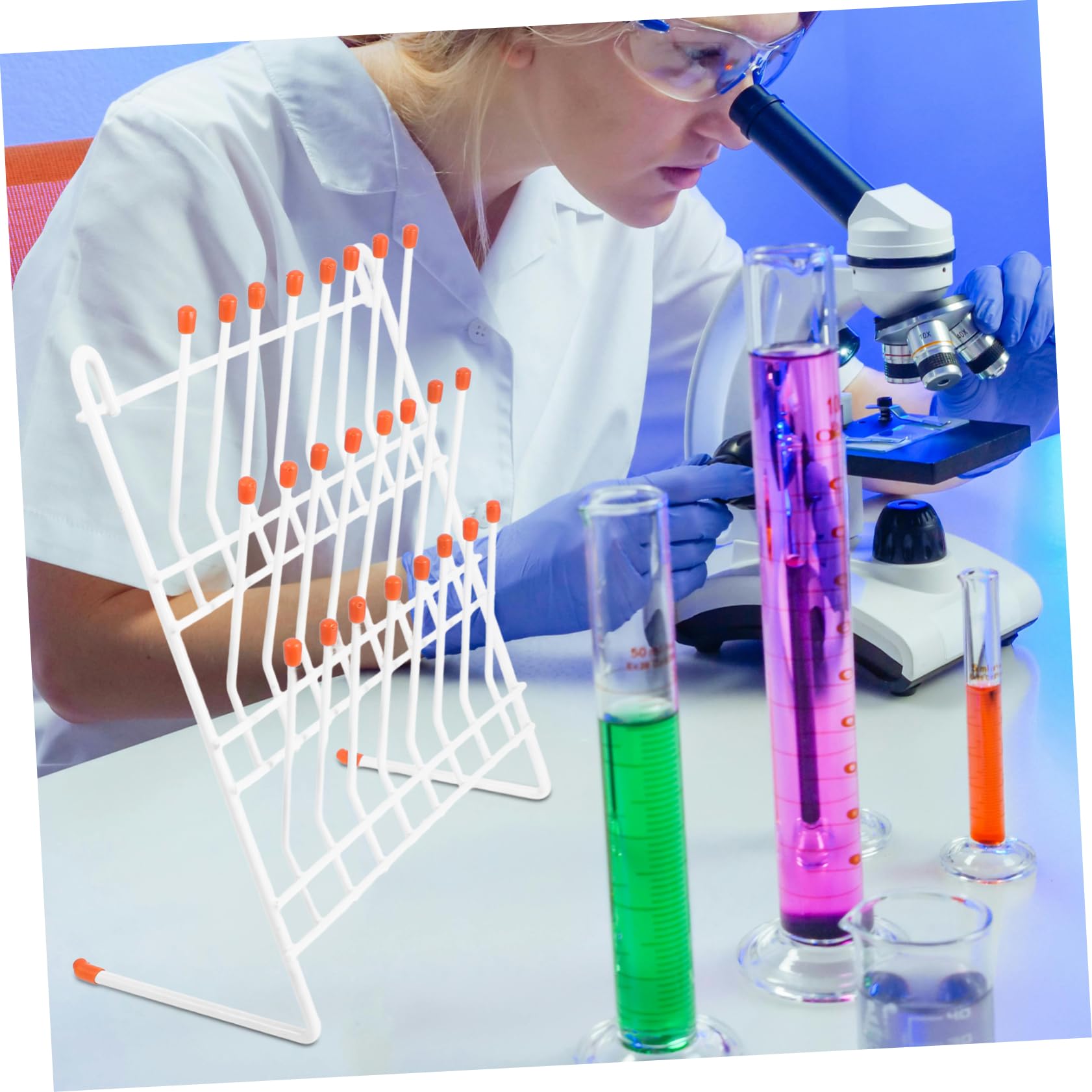 24 Soporte para Tubos de Rejilla de Drenaje de Tubos de Metal Diseño de Pinzas Práctico y Fácil Limpieza para Laboratorio, Escuela E Investigación