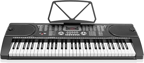 Miniatura 3 de Piano de teclado electrónico de música de 61 teclas con pantalla LCD y micrófono - portátil - negro