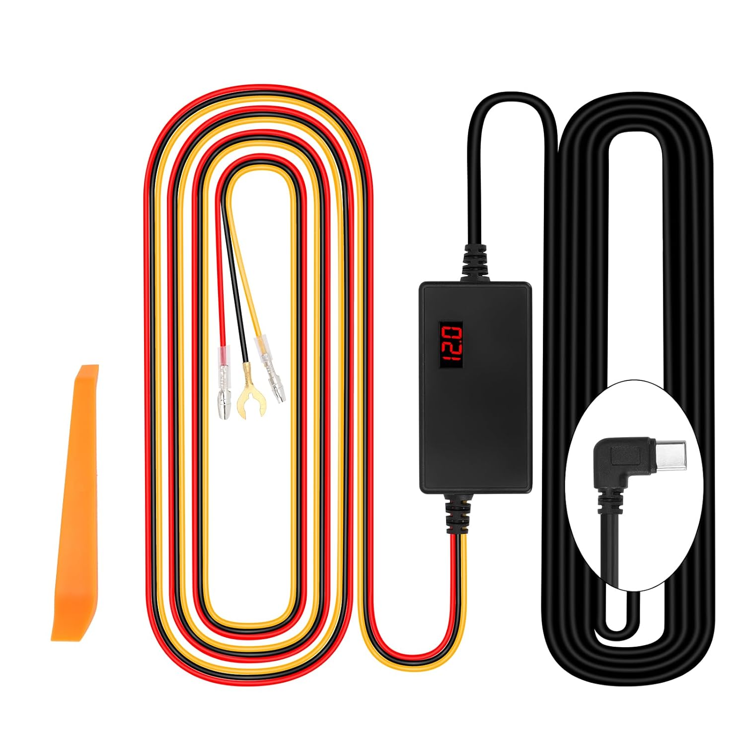 Dash Cam Hardwire Kit 12V 24V to 5V Digital Display Low Voltage Adjustable Time Lapse Recording Hard Wire