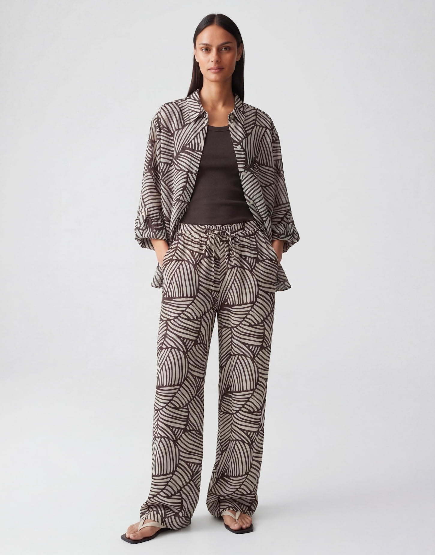 OPUS Damen Wide Leg Pants | MAROU Botanical Wide Leg Pants aus feiner Krepp Viskose