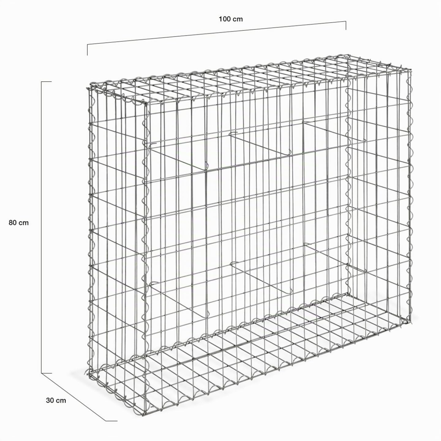 IDMarket - Juego de 2 gaviones para piedra (100 x 30 x 80 cm)
