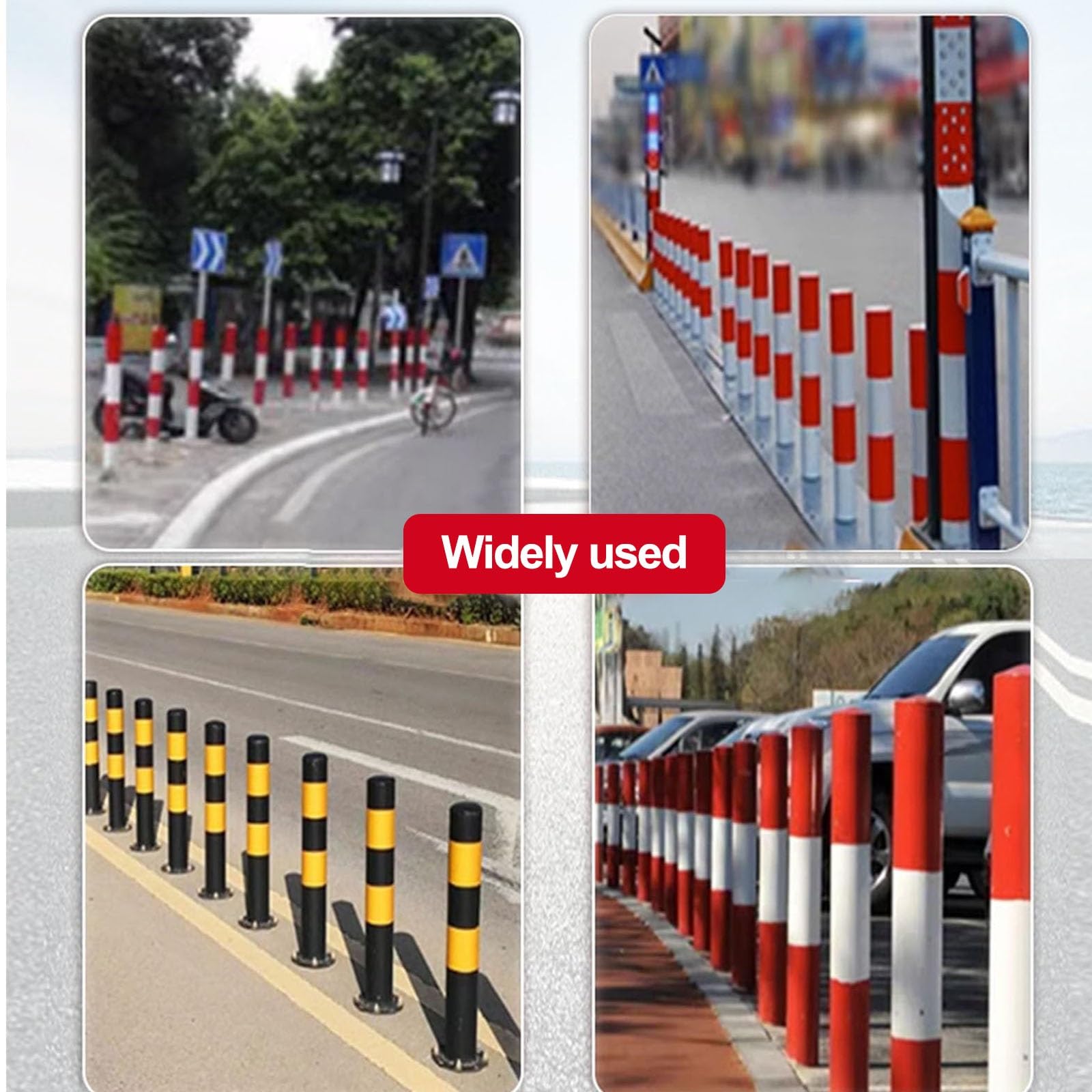 Generico Dissuasori di Sicurezza in Acciaio | Barriere stradali e Pali di Sicurezza con Catena | Pali di parcheggio Resistenti per Aree ad Alto Traffico | 3x29,5 Pollici Rosso (1 pz)