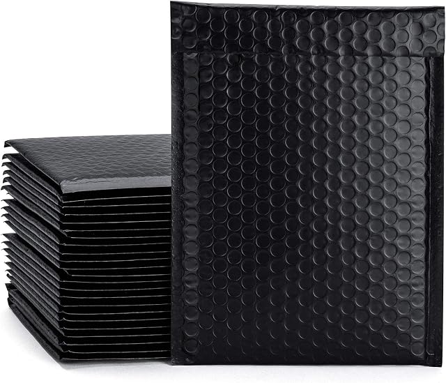 Switory Padded Envelopes A5 Bubble Mailers Packaging Bags 50pcs 6x10In Black Small Envelopes Bubble Envelopes A5 Envelopes Bubble Wrap Envelope Mailer Bags Poly Mailers 15.3cmx22.9cm