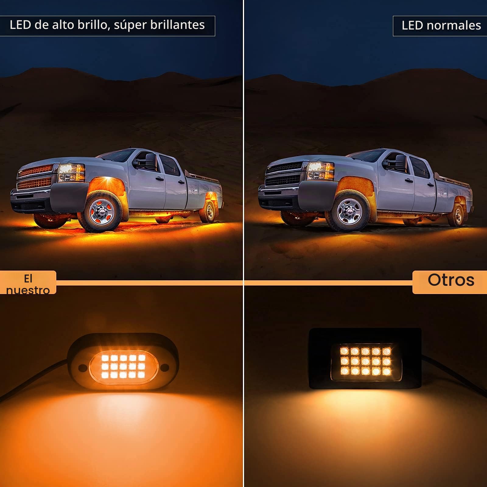 YiLaie 8 Pcs Luces Subterráneas para Coche, RGB LED Rock Lights App/Remote | Luces del chasis del Coche con Modo de música, 16M colores, Impermeable Underglow Light für ATV, RZR, UTV, SUV, Moto, 12V