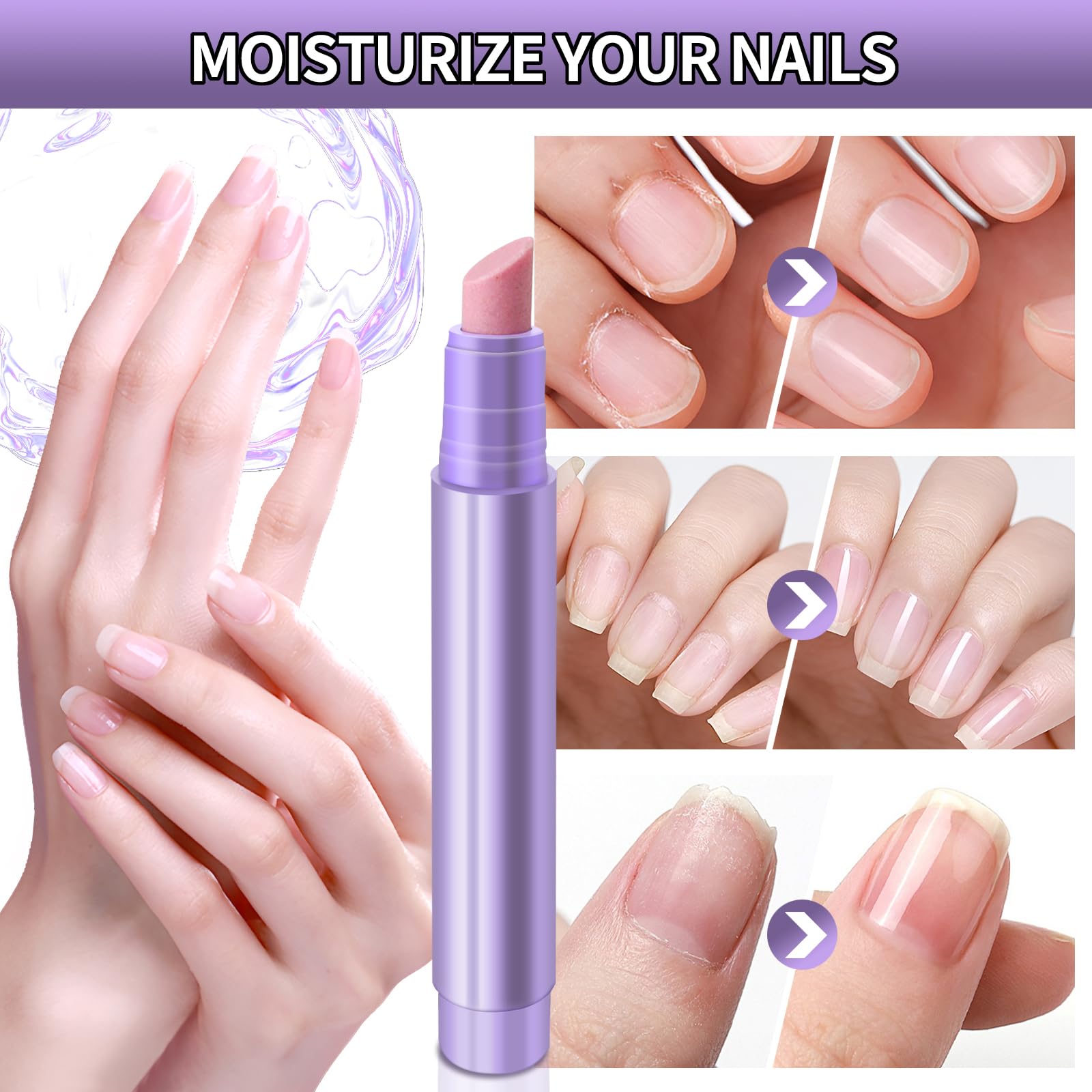 2 Pezzi Pennino 3 in 1 per la Cura di Cuticole e Unghie, Penne Liquide per Rimozione Cuticole, Penna Olio per Cuticole Unghie per Unghie Secche, Screpolate e Danneggiate