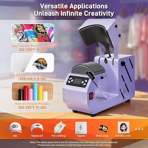 Miniatura 7 de Máquina de prensa de calor para sombreros automáticos, apertura y liberación automática, 4 modos de memoria, control preciso de