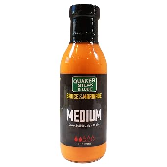 Quaker Steak and Lube Medium Wing Sauce - 12 Ounce Glass Bottle of Quaker Steak & Lube Medium Sauce