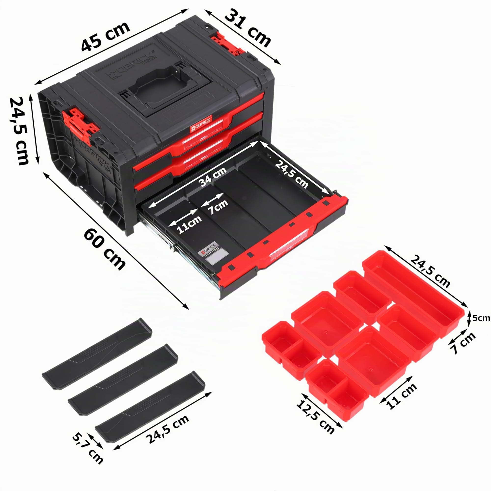 botle Caja de herramientas con cajones modular PRO Construcción reforzada Plástico Metal