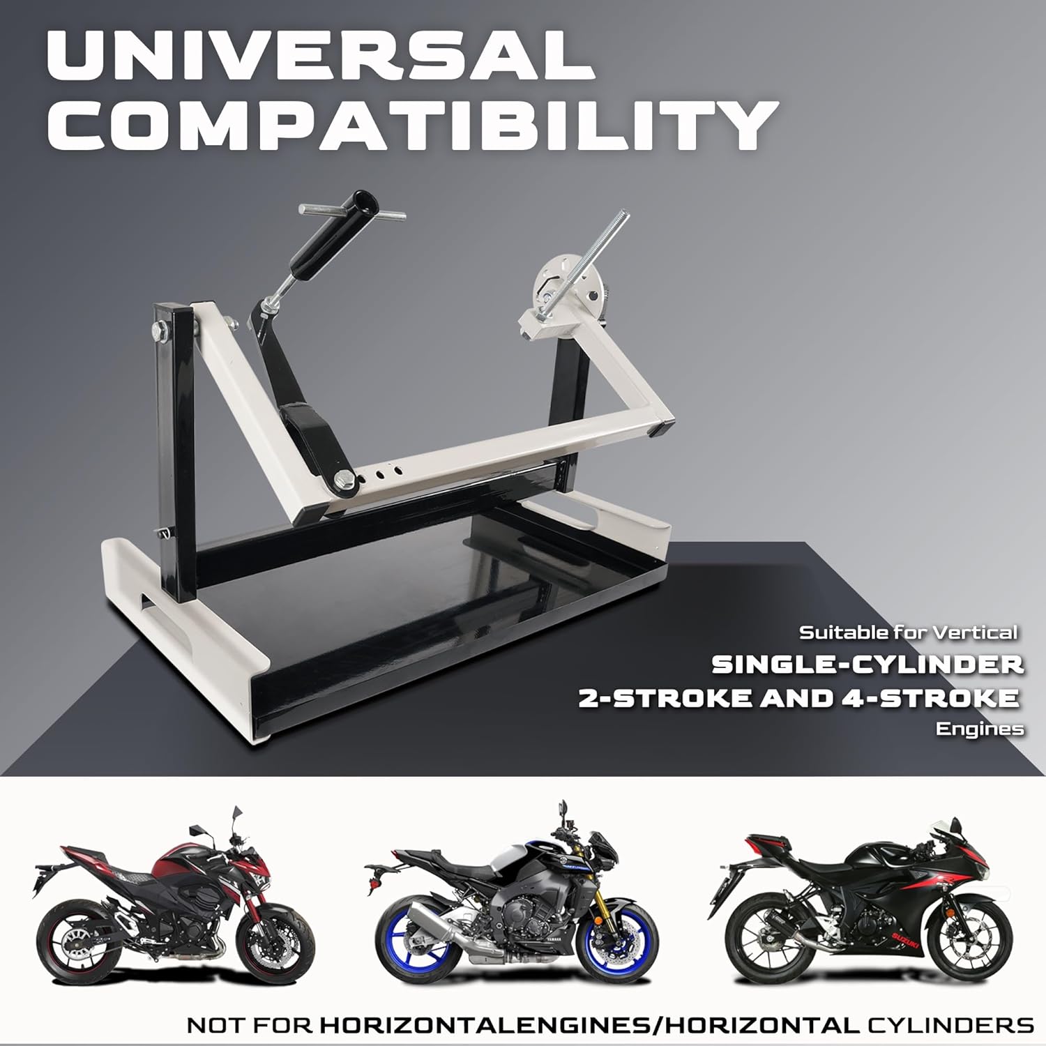 Motorcycle Engine Stand - Compatible with Vertical Single Cylinder 2 & 4 Stroke Engines for Honda Yamaha Kawasaki Suzuki ATV Dirt Bike 8 Angle Adjustable