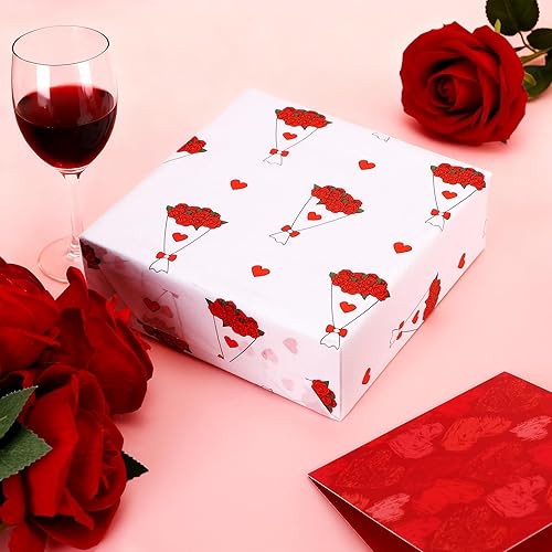 Miniatura 6 de Yaosunyuer Papel de seda de ramo de rosas de 100 hojas, papel de regalo de rosas de 20 x 14 pulgadas, papel de regalo para manualidades para el día