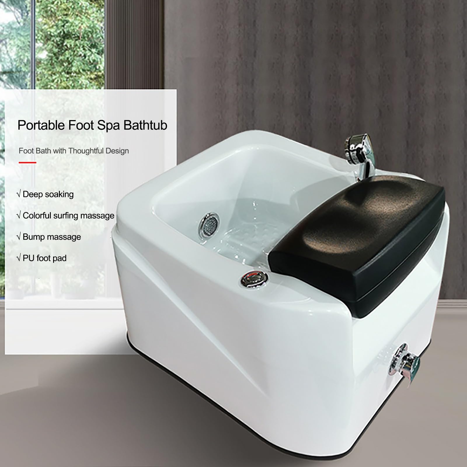 Kąpiel stóp spa akrylowy masaż stóp pedicure moczenie stóp do domu pedicure spa z kolorową lampą i dyszami, używana w salonach piękności i salonach paznokci (biała)
