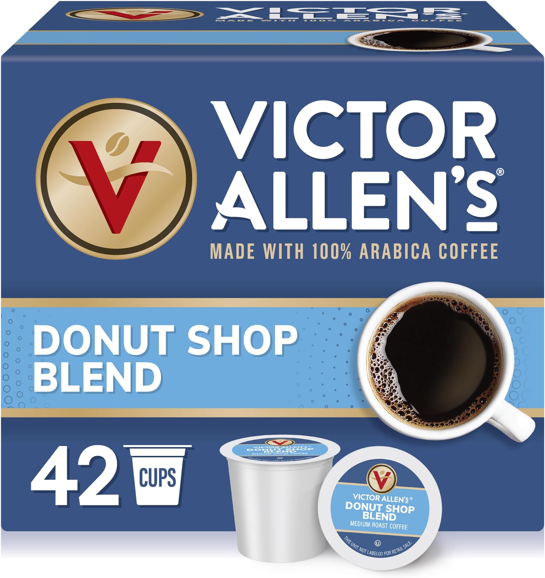 Victor Allen's Coffee Donut Shop Blend, Medium Roast, 42 Count, Single Serve Coffee Pods for Keurig K-Cup Brewers