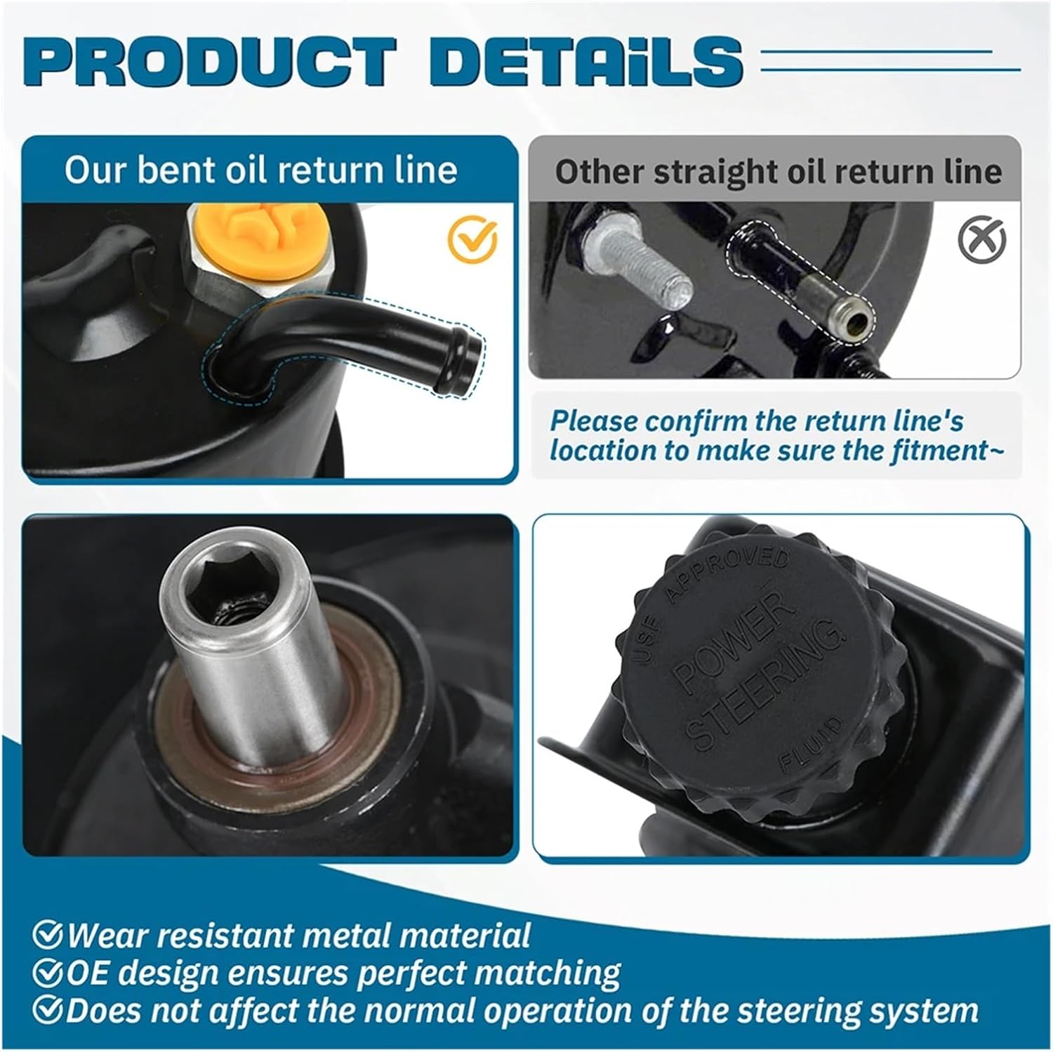 Power Steering Pump Compatible For MerCruiser Strendrive/Compatible For Volvo Penta OMC Cobra 4cyl 4.3L 5.0L 5.7L 7.4L Engine #3888323(STP06BK)