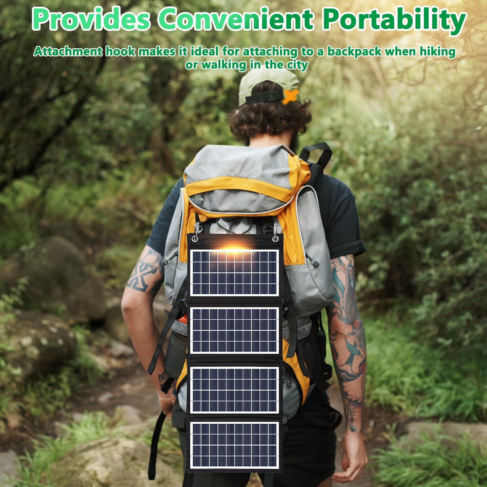Jadeshay 20W Solar Ladegerät 5V Dual-USB-Ausgang Solarpanel Faltbar Solarladegerät Für Handy, Solar Powerbank für Smartphone Camping