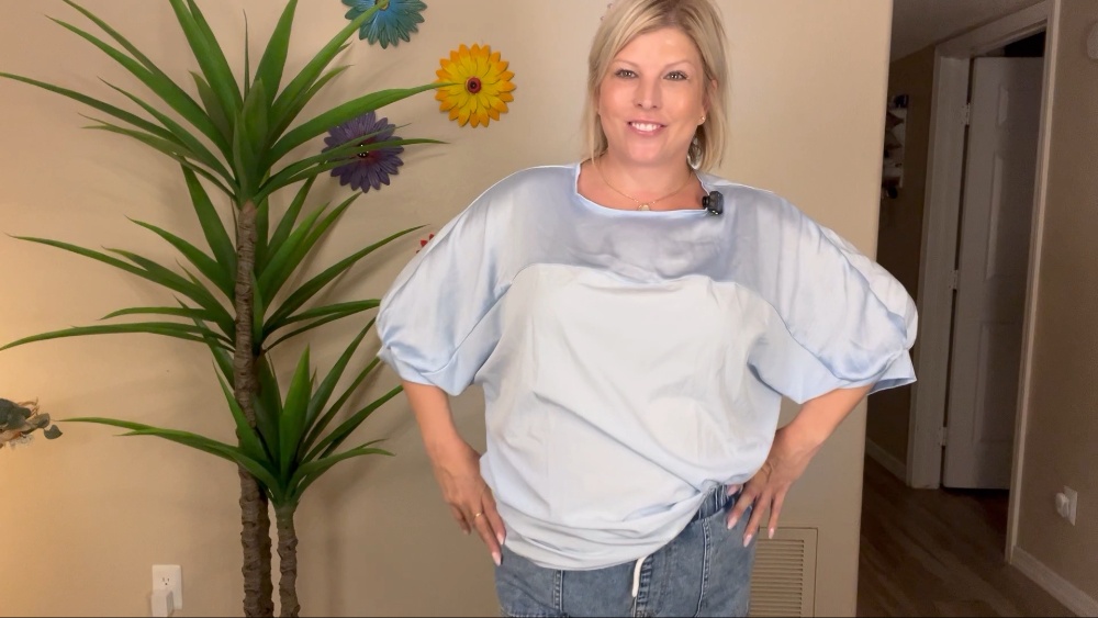 Plus Size Satin Bat Wing Top