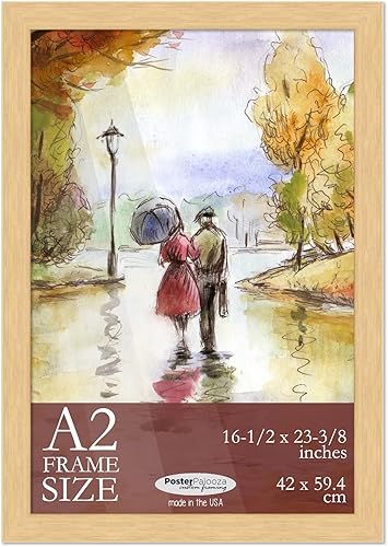Miniatura 3 de Poster Palooza A2 Natural Modern Wood Frame 16.5x23.5 Frame - Modern Wood A2 Picture Frame For A2 Size Artwork or Documents - Photo Frame Includes