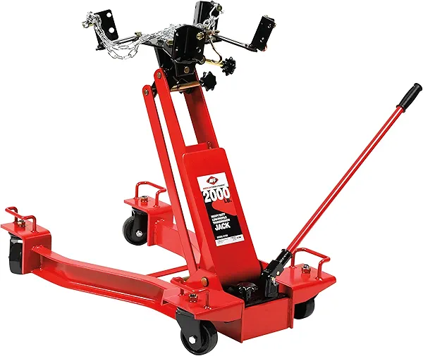 AFF Low Profile Manual Hydraulic Transmission Jack - Heavy Duty Steel Body, Adjustable Saddle with Safety Chain & 360 Handle - for Transmissions, Transfer Cases & Differentials (Multiple Capacities)