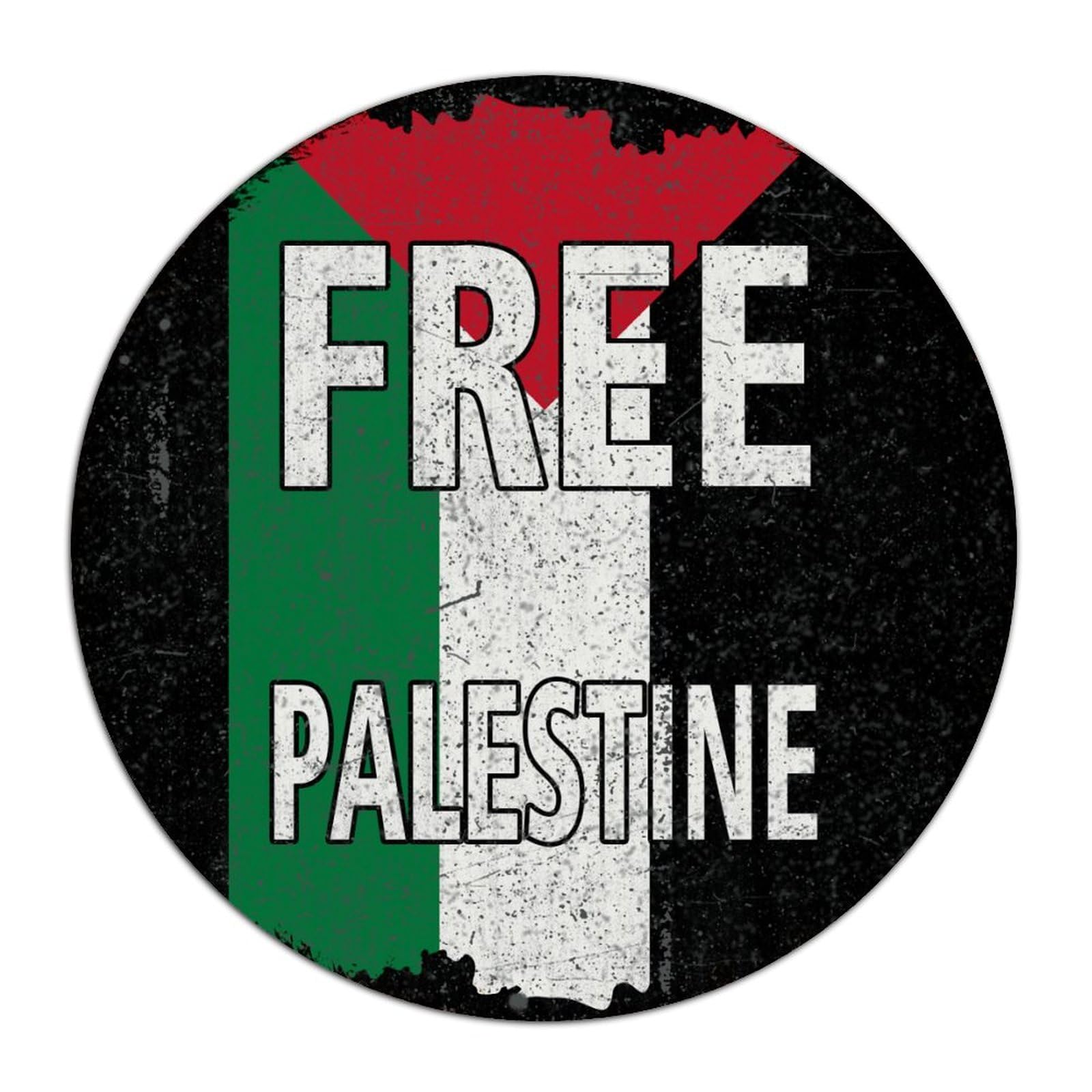 Autravelco Men's Style Free Palestine 9X9 Inch Round Metal Tin Sign Customized Garage Room Wall Decor Metal Plaque National Flag Nautical Gifts Tin Signs For Laundry