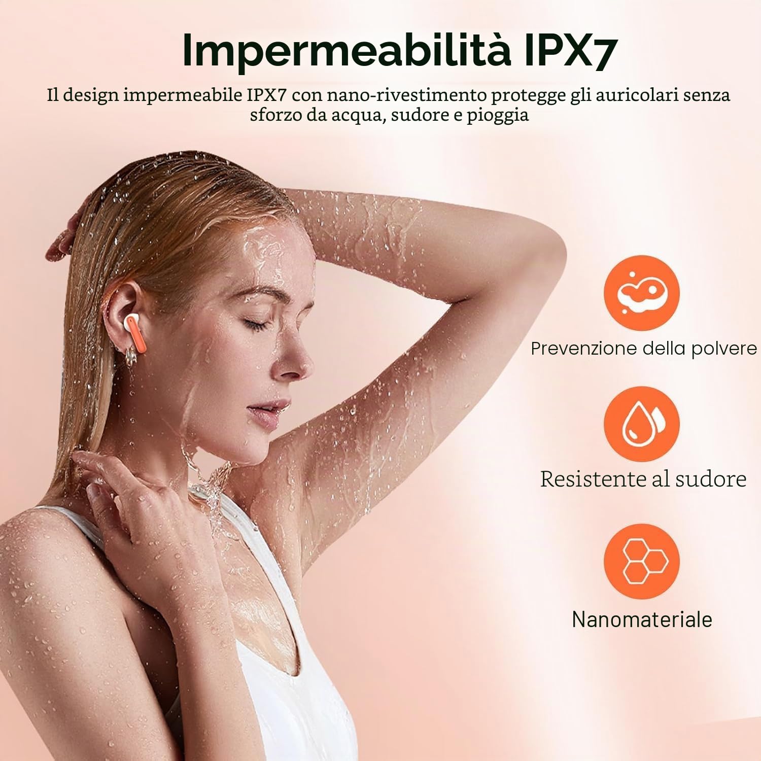 Cillso - Auricolari Bluetooth, 40h, senza fili, bassi profondi, display LED, impermeabili: IP7, Bluetooth 5.4, in-ear con 4 microfoni ENC per ridurre il rumore