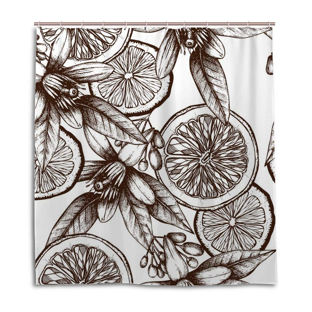 Rideau de douche imperméable haut de gamme orange motif 2