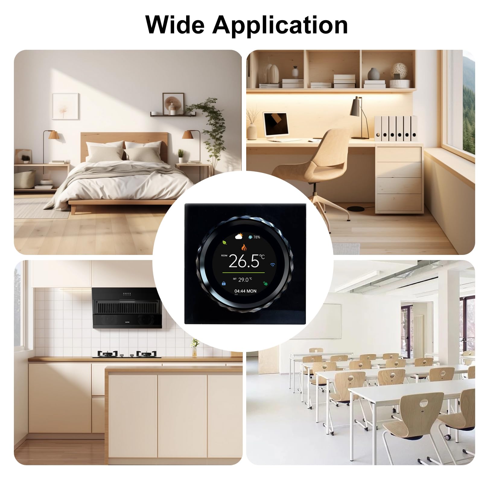 Cryfokt Inteligentny Termostat WiFi, Programowalny Cyfrowy Regulator Temperatury, Ekran 1,6 Cala, Sterowanie Głosowe, Harmonogram 7-dniowy, Blokada Dziecięca, do Elektrycznego Ogr (BLACK)