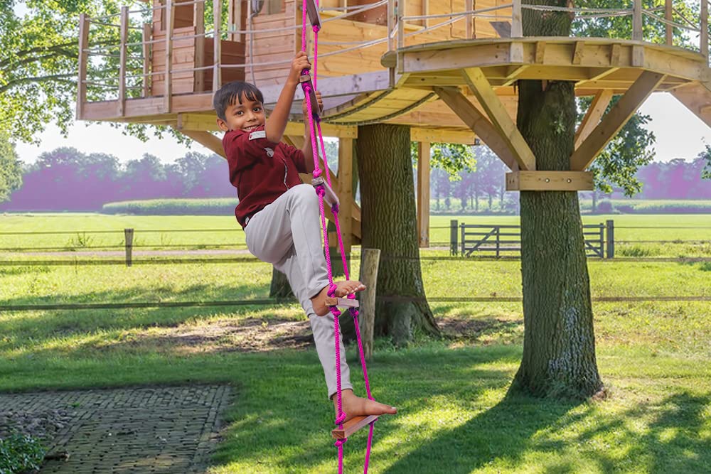 Ashish Rope Climbing Ladder Indoor/Outdoor for Kids - Ninja Obstacle, 4 to 10 Years (Pink) 2