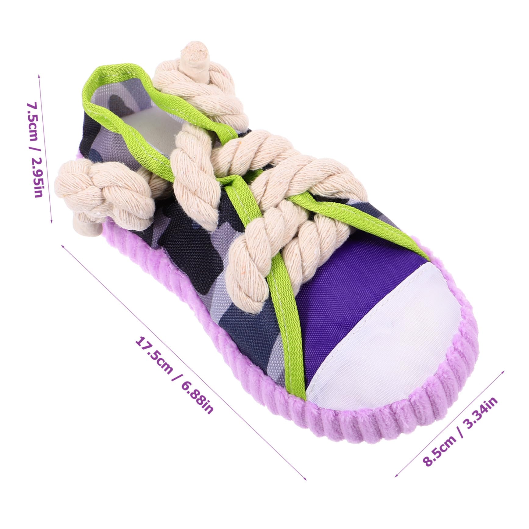 TOYANDONA Juguete para Perros Masticable Chirriante de Cuerda de Algodón, Tamaño Pequeño, Forma de Zapatilla Morada, Adecuado para Cachorros y Limpieza Dental en Entrenamiento Doméstico