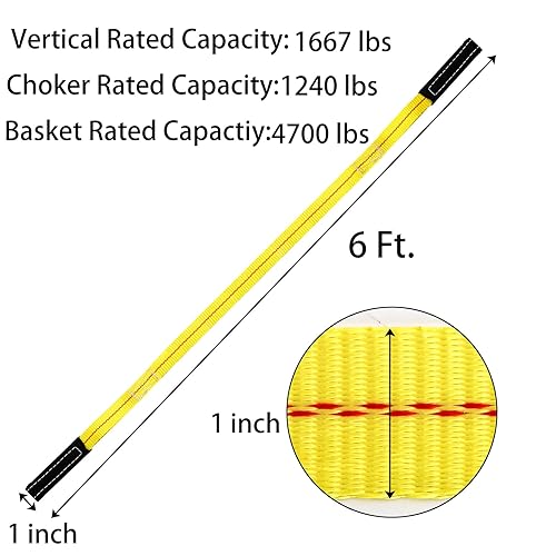 Miniatura 2 de TOPZEA Paquete de 4 correas de elevación de 6 x 1 pulgada, correas de remolque de nailon duraderas con 2 trabillas anchas y planas, correa de