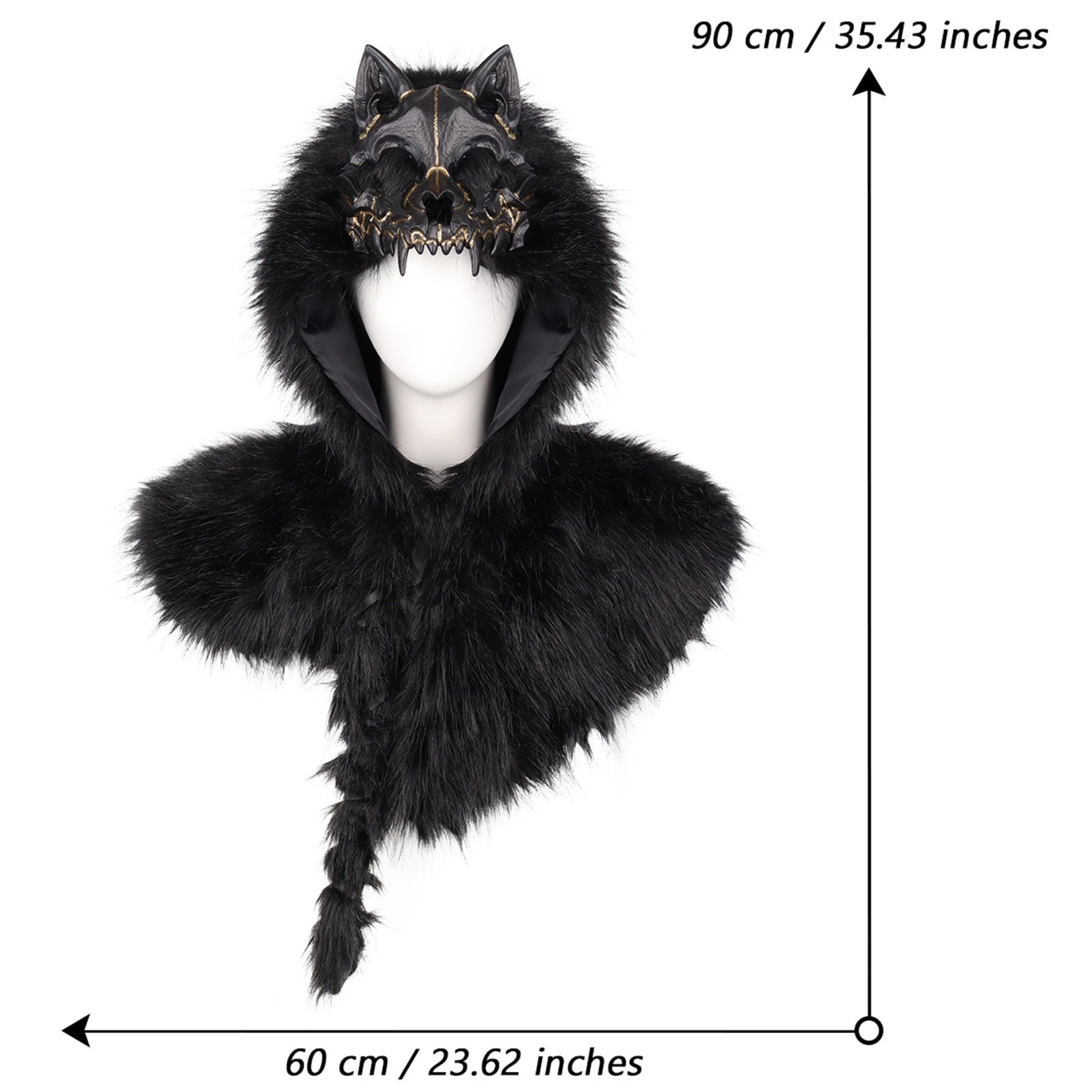 Costume di Halloween Costume da da vichingo Cosplay Mantello da spalla nero