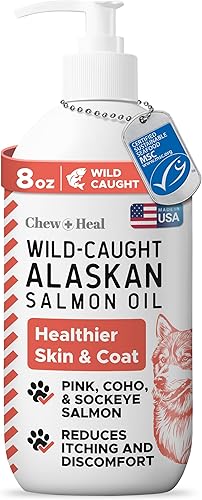 Pure Wild Alaskan - Aceite de salmón para perros, tapa de bomba de 8 onzas, aceite de pescado para perros sin toxinas, rico en omega-3 y 6, vitamina