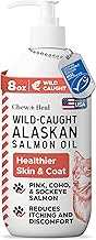 Pure Wild Alaskan Salmon Oil for Dogs - 8 oz. Pump Cap - Toxin Free Dog Fish Oil Rich in Omega-3 and 6, Vitamin D, EPA, and DHA for Healthy Skin and Coat - Pink, COHO, and Sockeye Salmon
