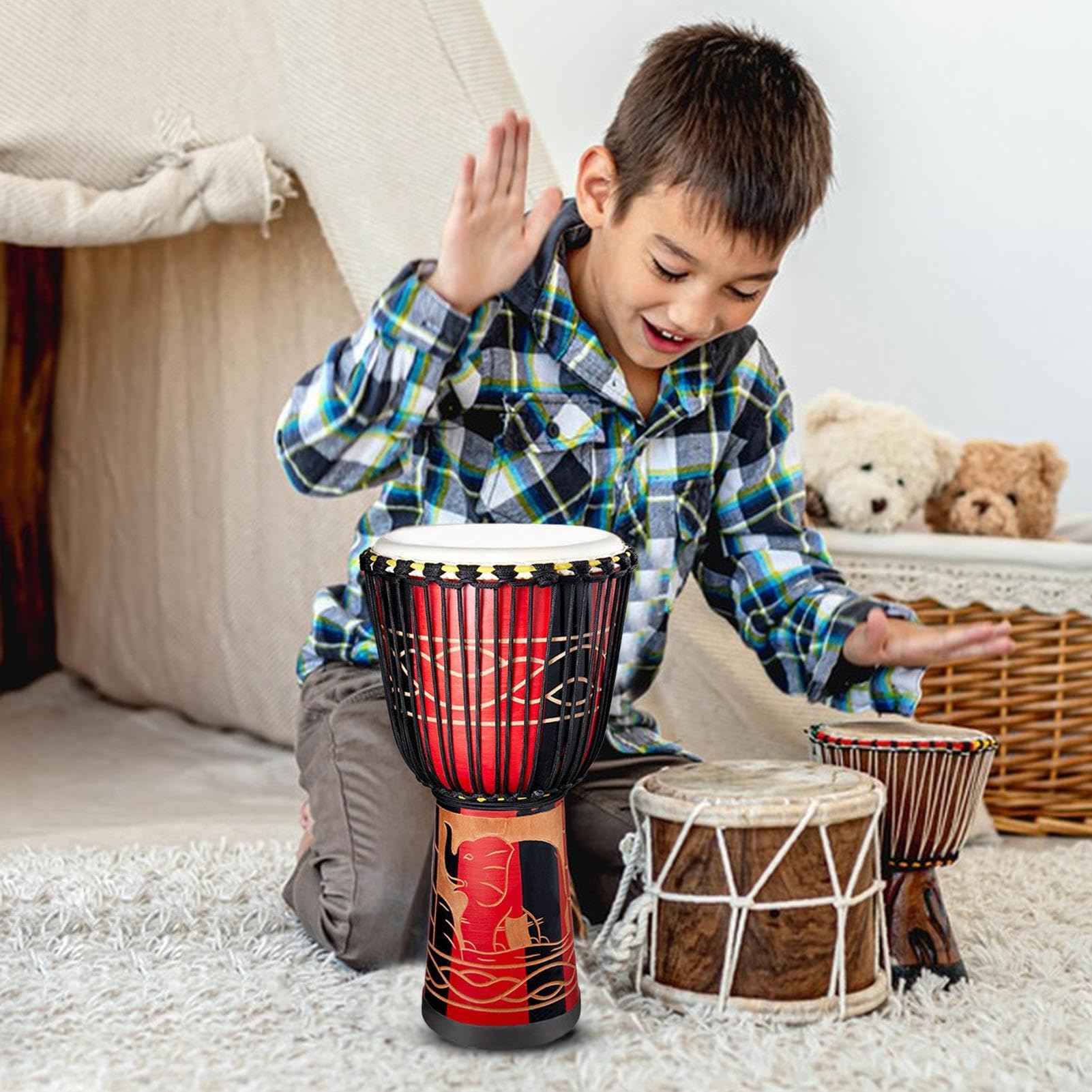 Bongo Drums Adulti, Kids Bongo Drums Tamburo multicolore a mano ispirato da