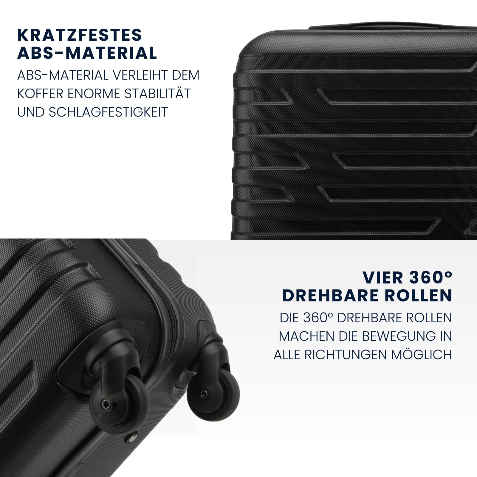 WITTCHEN A-line II Kabinengepäck Kabinenkoffer Handgepäck Rollkoffer Reisekoffer Bordkoffer Hartschale ABS Hochwertiger Stabiler Größe S Schwarz Lufthansa/Eurowings/Ryanair/Condor/Discover Airlines