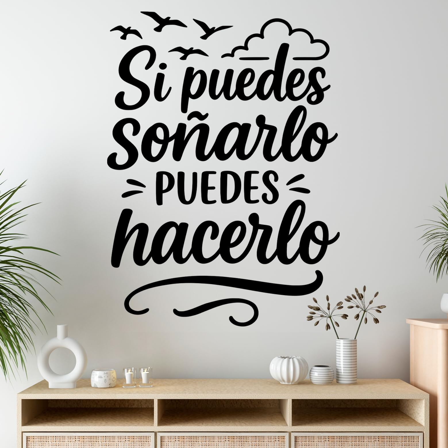 Vinilo Decorativo con Frase Inspiradora "Si Puedes Soñarlo Puedes Hacerlo", Pegatina Motivacional para Hogar, Oficina o Estudio, Adhesivo de Pared con Mensaje Positivo (Negro, 60 x 44 cm)