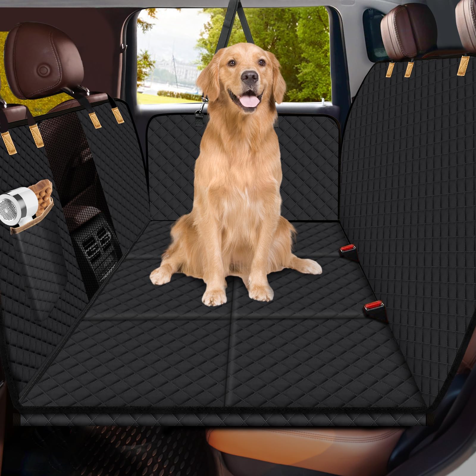 Transportín Cama Para Asiento Trasero Del Coche - Para Perros Pequeños, 55x70 Cm, Negro