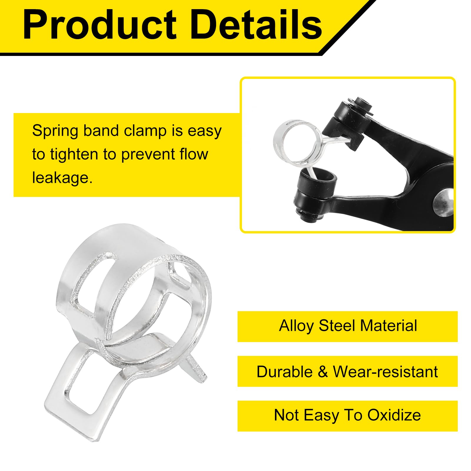 Sourcingmap 15Pcs Spring Band Type Action Fuel/Silicone Vacuum Hose Pipe Clamp - Image 3