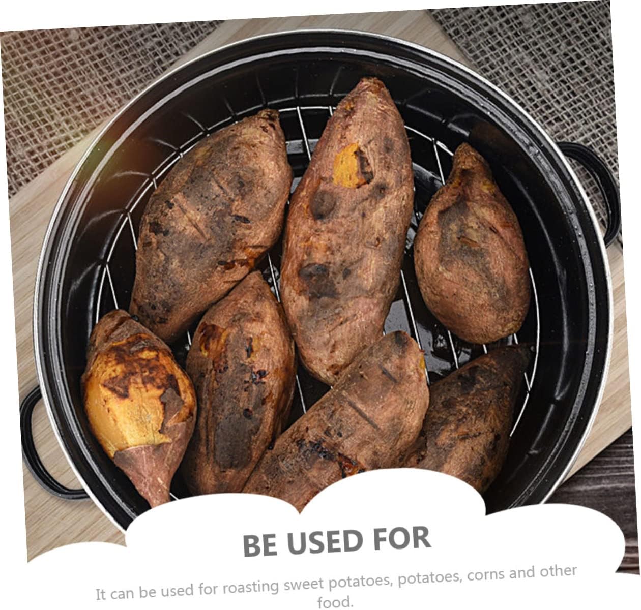 OUNONA Enamel Potato Pot Kitchen Gadget Household Roaster for Chestnut Potato Stove