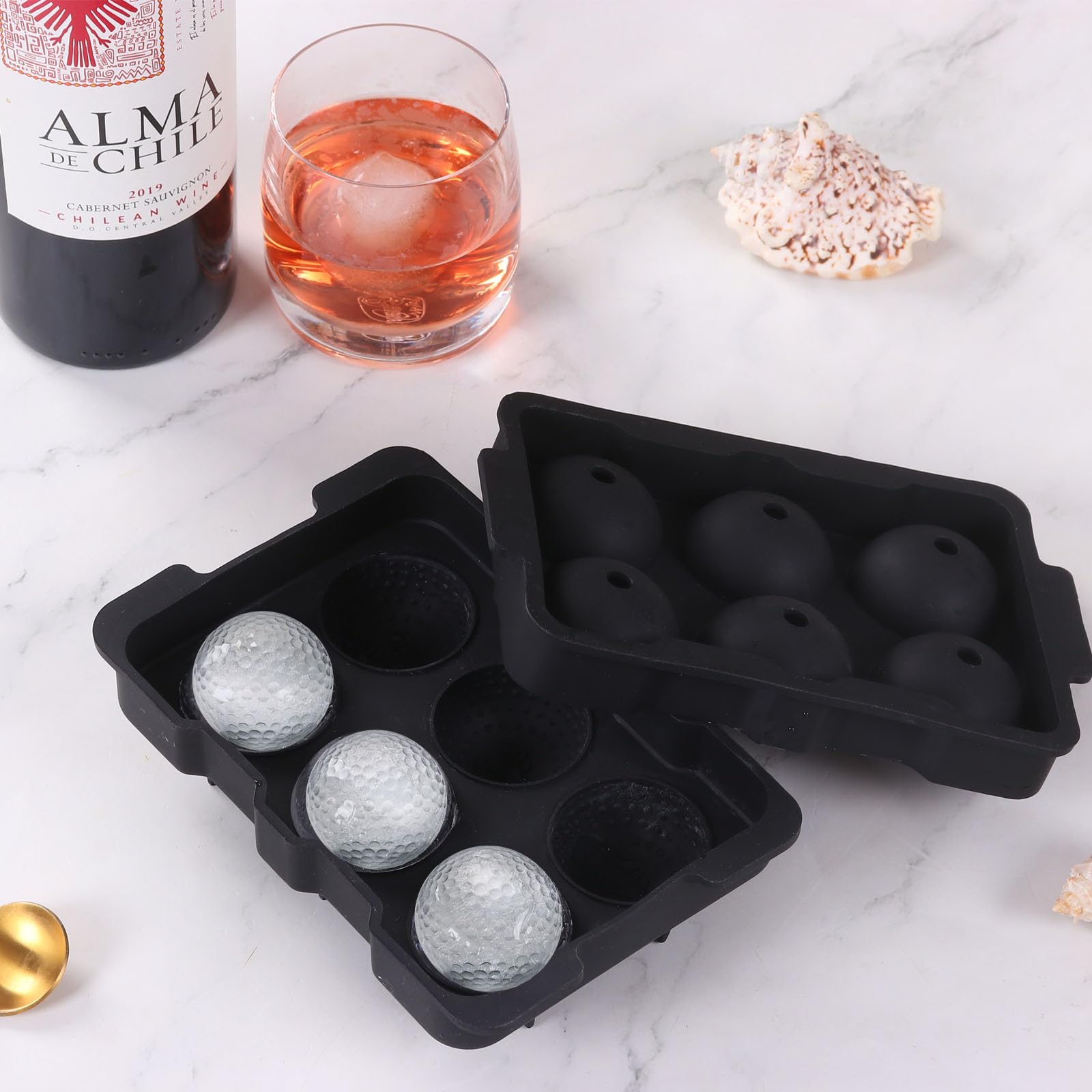 WIGERLON Golf Gifts Golf Ball Ice Maker for Whiskey, Bourbon, Cocktails,Large Sphere Round Ice Cube Molds
