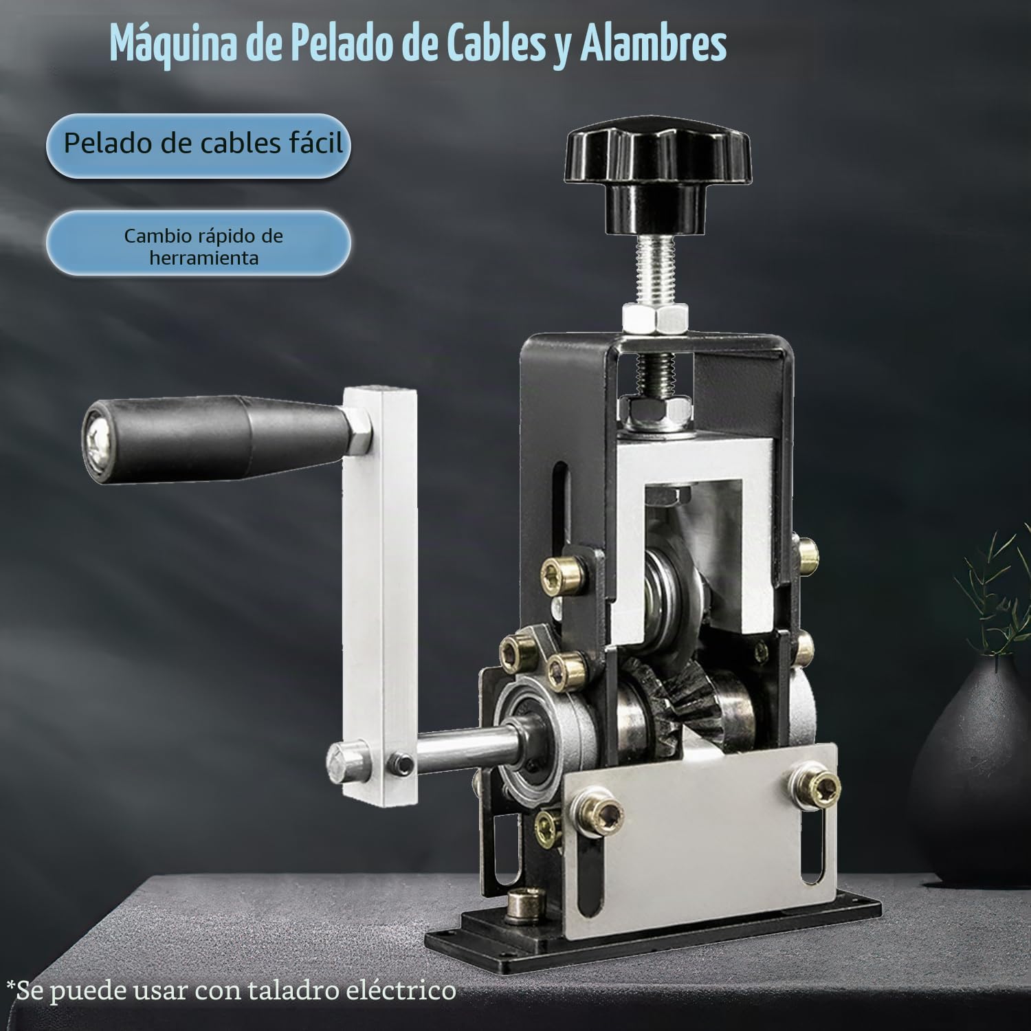 Maquina Pelacables Electricista Cobre, Pelacables Automático con Manivela, Manual Adecuado para Cables de 1-25 mm, Pela Cables de Electricidad para Cobre y Chatarra