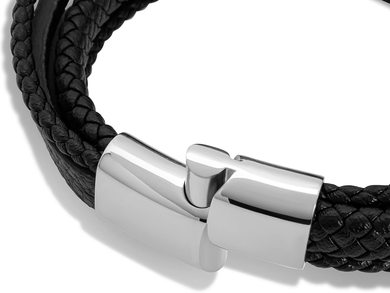 SERASAR Premium Leather Bracelet Men | Stainless Steel Magnetic Clasp | Three Colors | Jewelry Box Included - Image 9