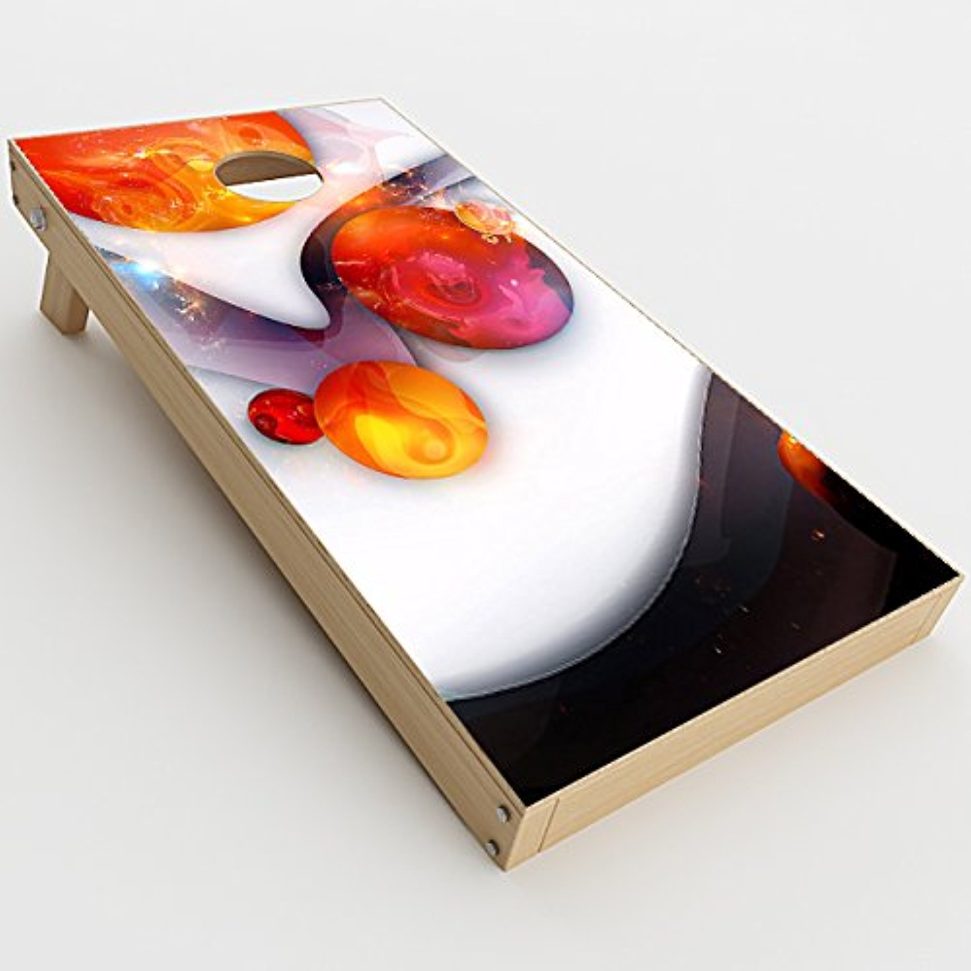 Skin Decal Vinyl Wrap for Cornhole Outdoor Board Game Bag Toss (2 x Pcs. Skins only) / Amazing Orange Bubbles