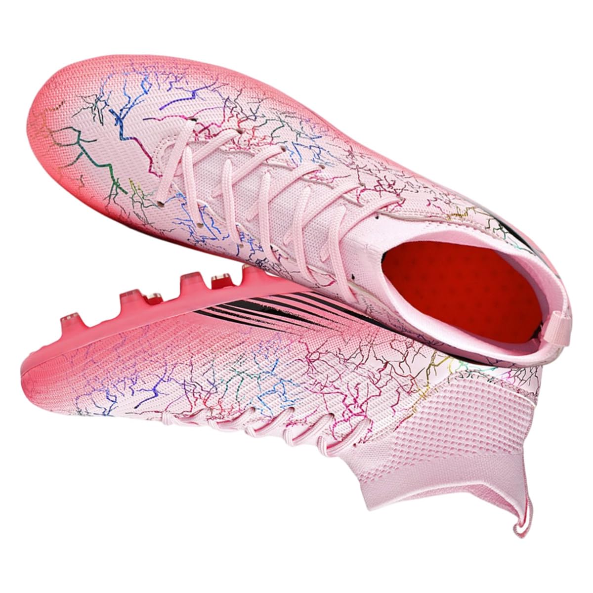 HESBITEUL Soccer Cleats Firm Ground: Unisex FG Football Shoe 3 Z028pink