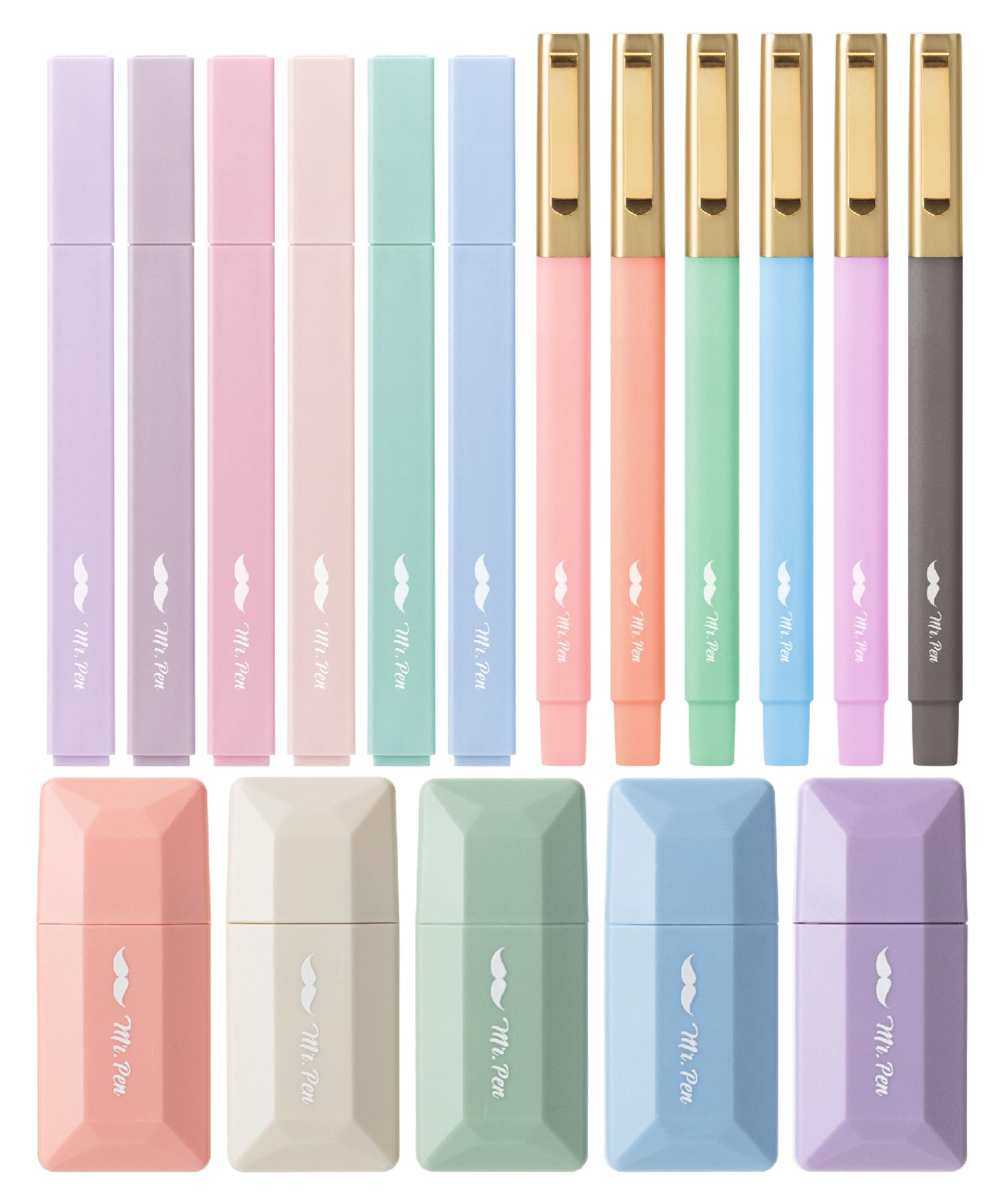 Mr. Pen- Aesthetic Highlighters and Pens, 17 Pack, Aesthetic Correction Tapes, Cute Highlighters Assorted Colors, Black Ink Bible Pens 1.0mm