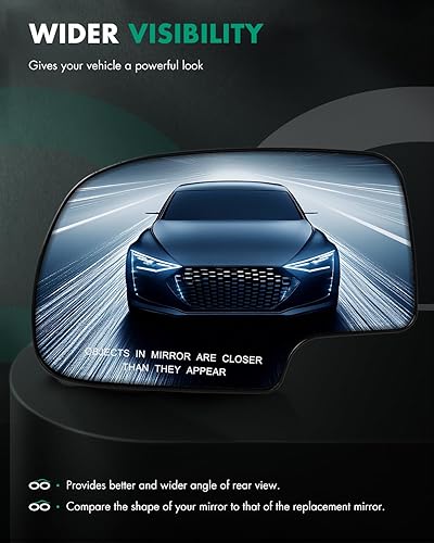 Miniatura 3 de SCITOO Espejo lateral del pasajero de cristal apto para 1999-2003 para Chevy Silverado Pickup 2007 para Chevy Silverado Pickup 2000 para Chevy