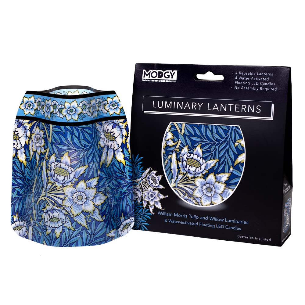 MODGY Luminary Lanterns Candle Holder Decorative Indoor Outdoor Decor, Lanterns for Wedding Centerpiece Decoration Outside Patio 4-Pack, with Flameless Floating LED Candles