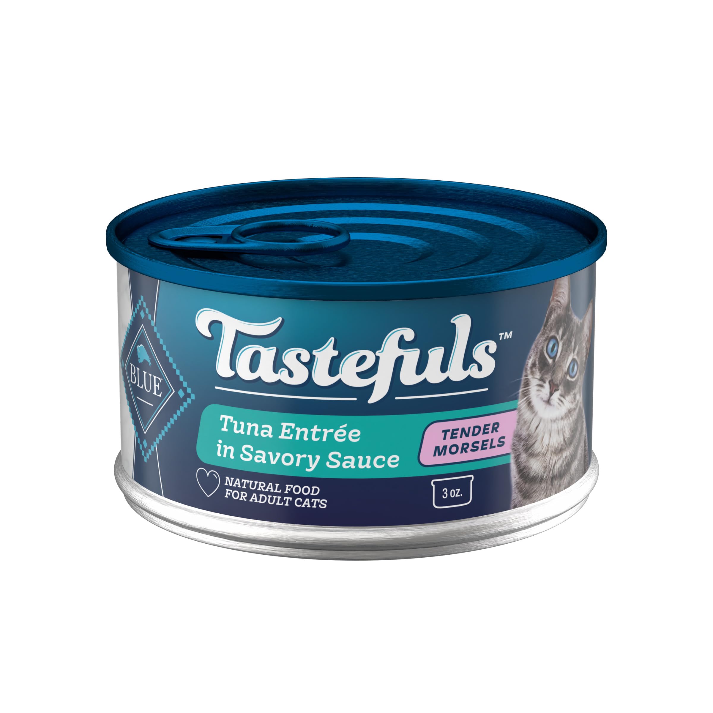 Blue Buffalo Tastefuls Wet Cat Food Morsels, Made with Natural Ingredients, Tuna, 3-oz Cans (24 Count)