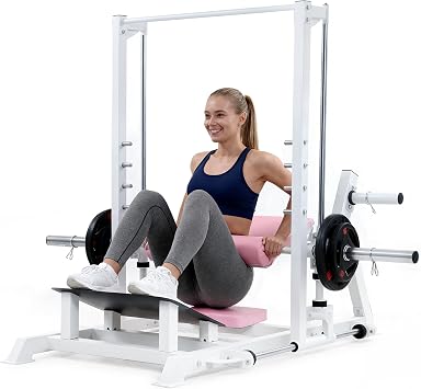 Hip Thrust Machine Home Gym, Multi-Functional Smith Machine for Hip Thrust & Glute Training, Full Body Workout Power Rack with Guide Rails for Home Strength Training